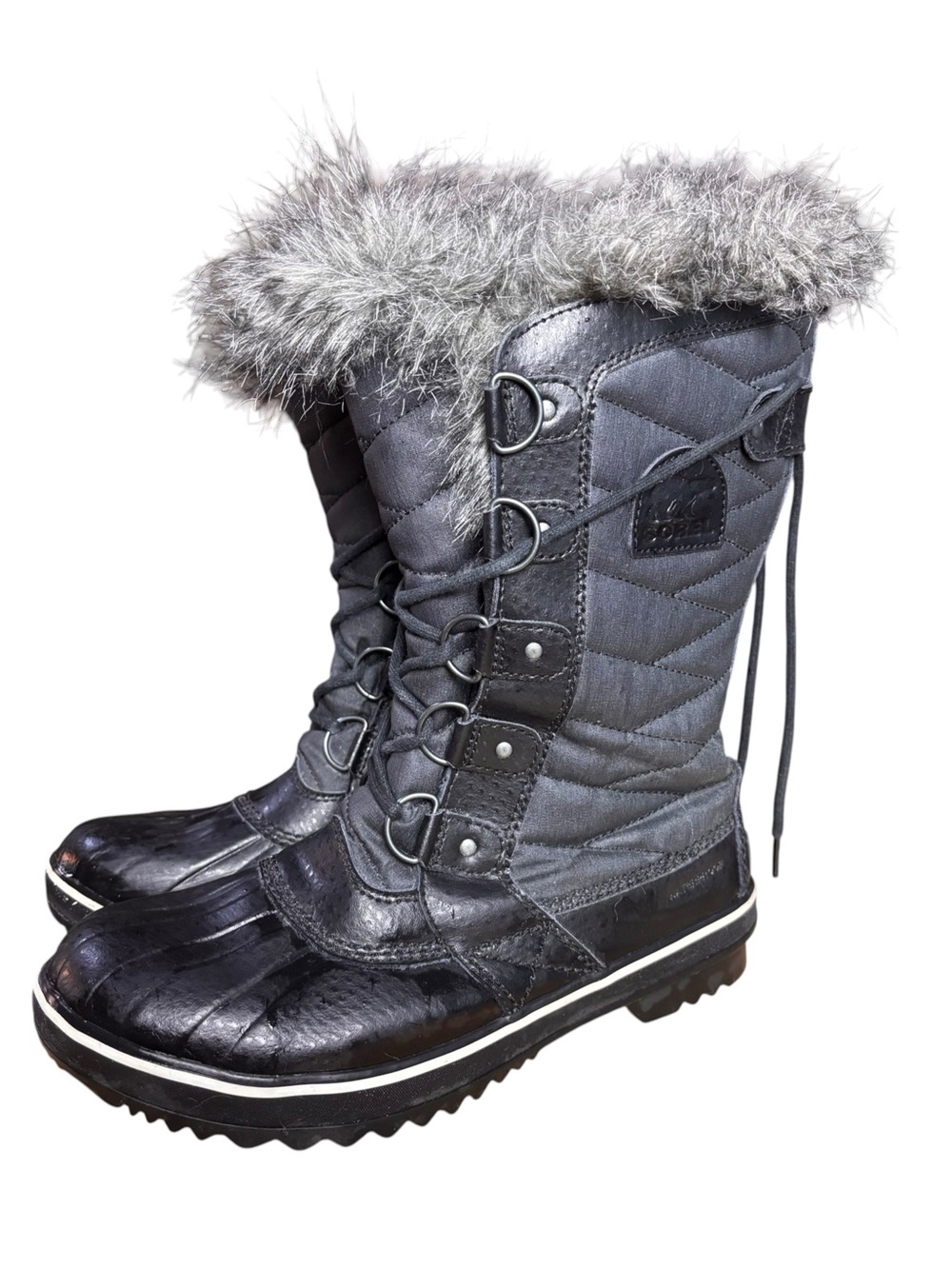Sorel Tofino II Waterproof Faux Fur Winter Boots – Gray/Black – Women’s 9